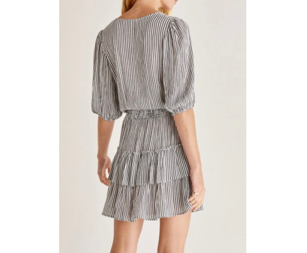 Z Supply Gray and White Stripe Mini Dress - XS