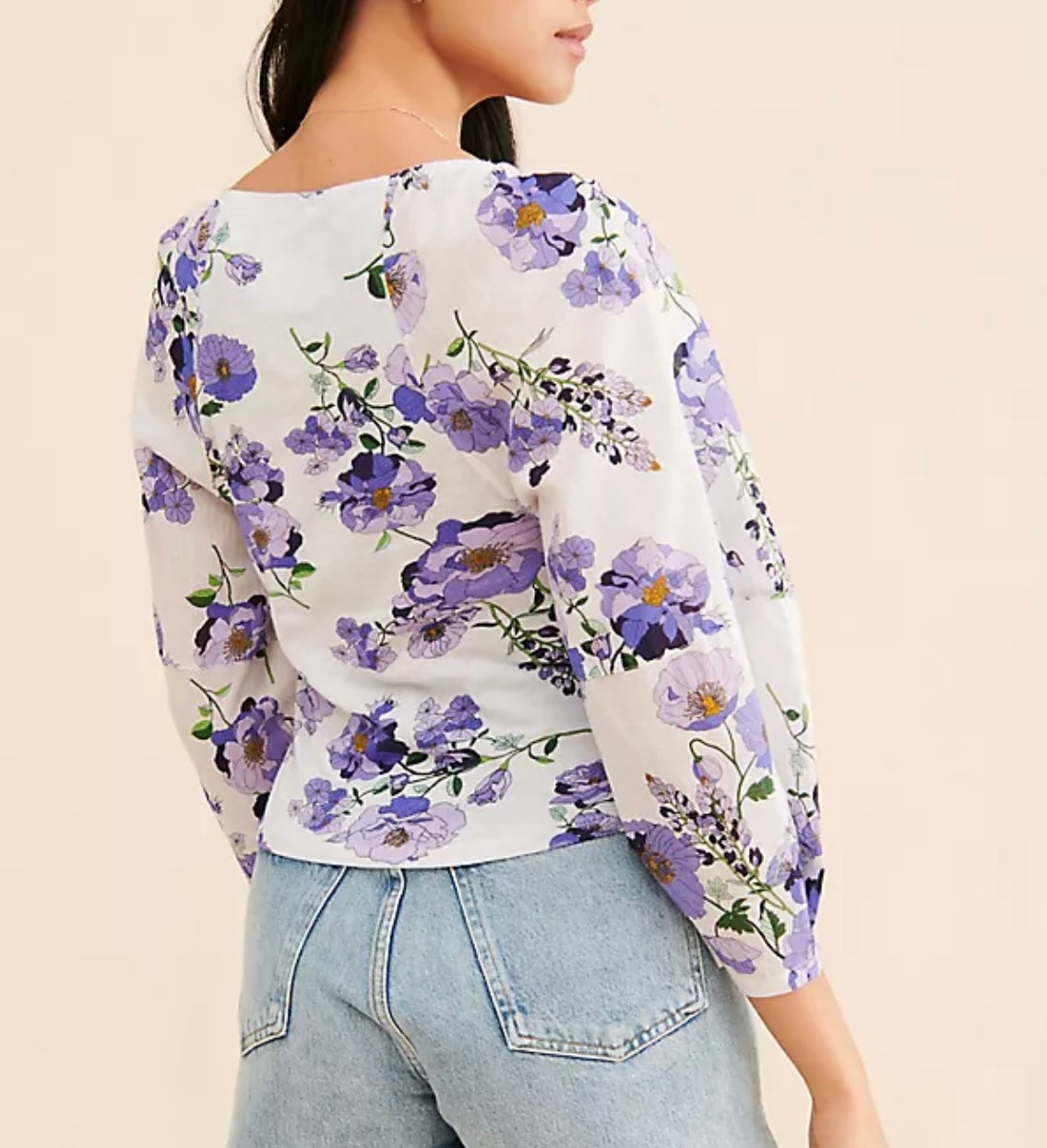Anthropologie Purple Floral Blouse - Small