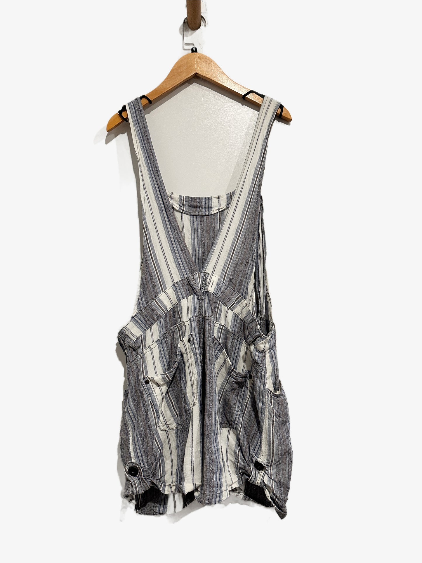 Free People Chrystie Stripe Linen Blend Shortalls - Small