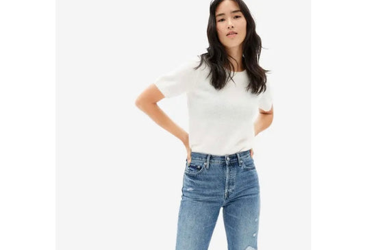 Everlane The Alpaca Sweater Tee in Bone - Small