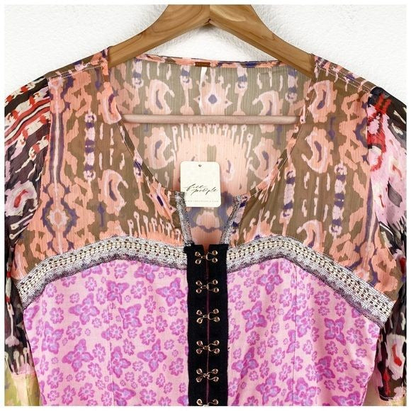 Free People Walk that Walk Blouse in Femme Combo Size XS