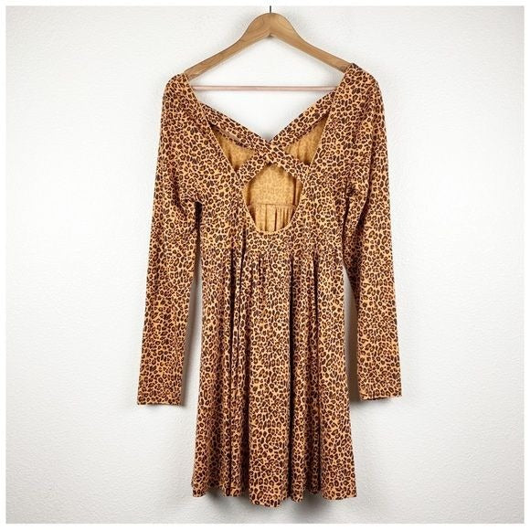 Anthropologie Daily Practice Square Neck Leopard Print Mini Dress Size Small