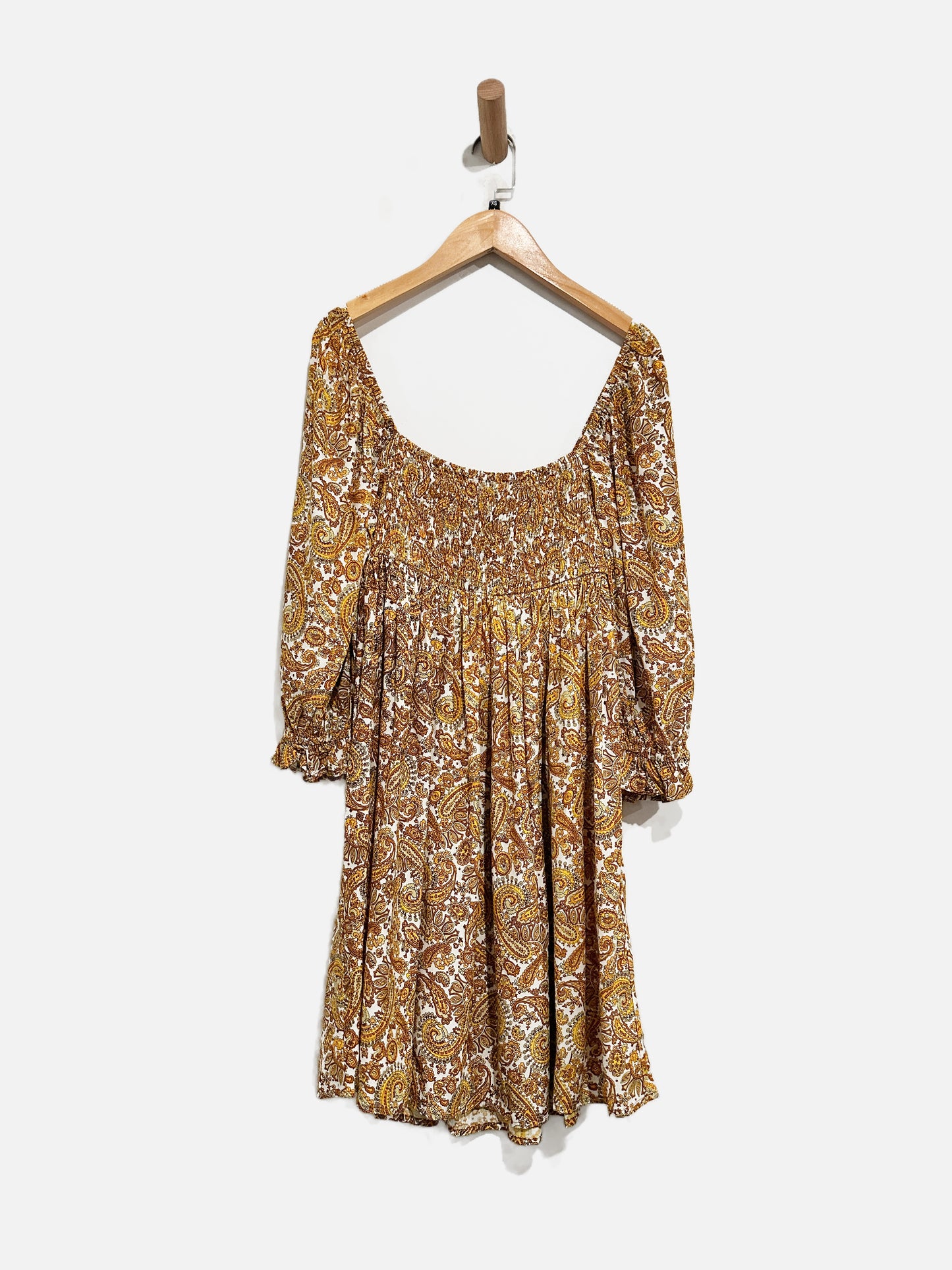 Faithfull the Brand Yellow Paisley Print Mini Dress - XS