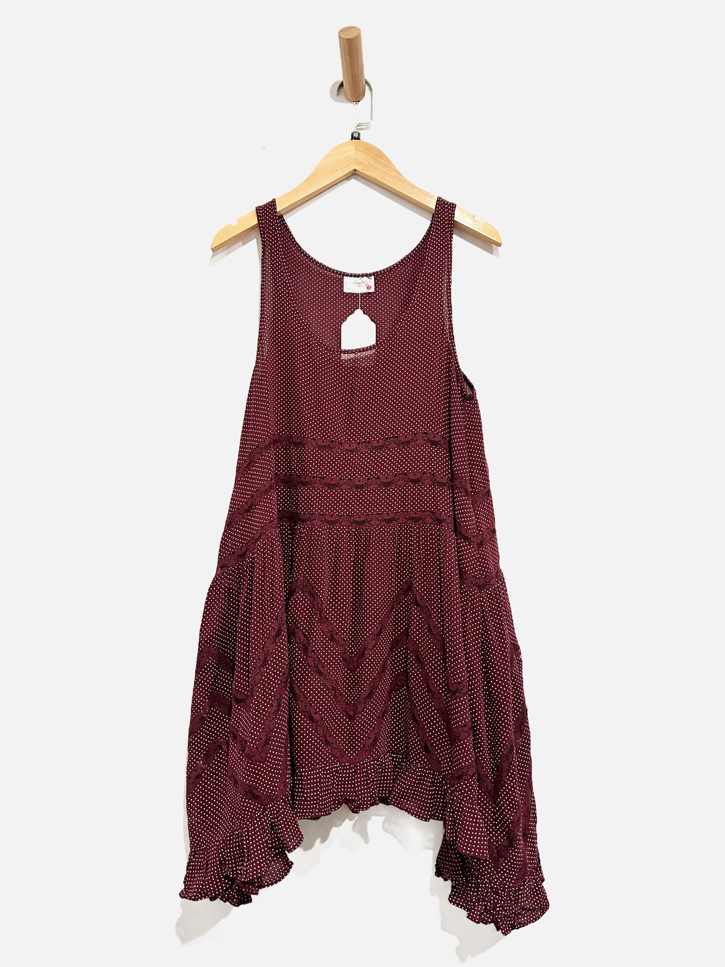 Free People Plum Polka Dot Trapeze Mini Dress - XS