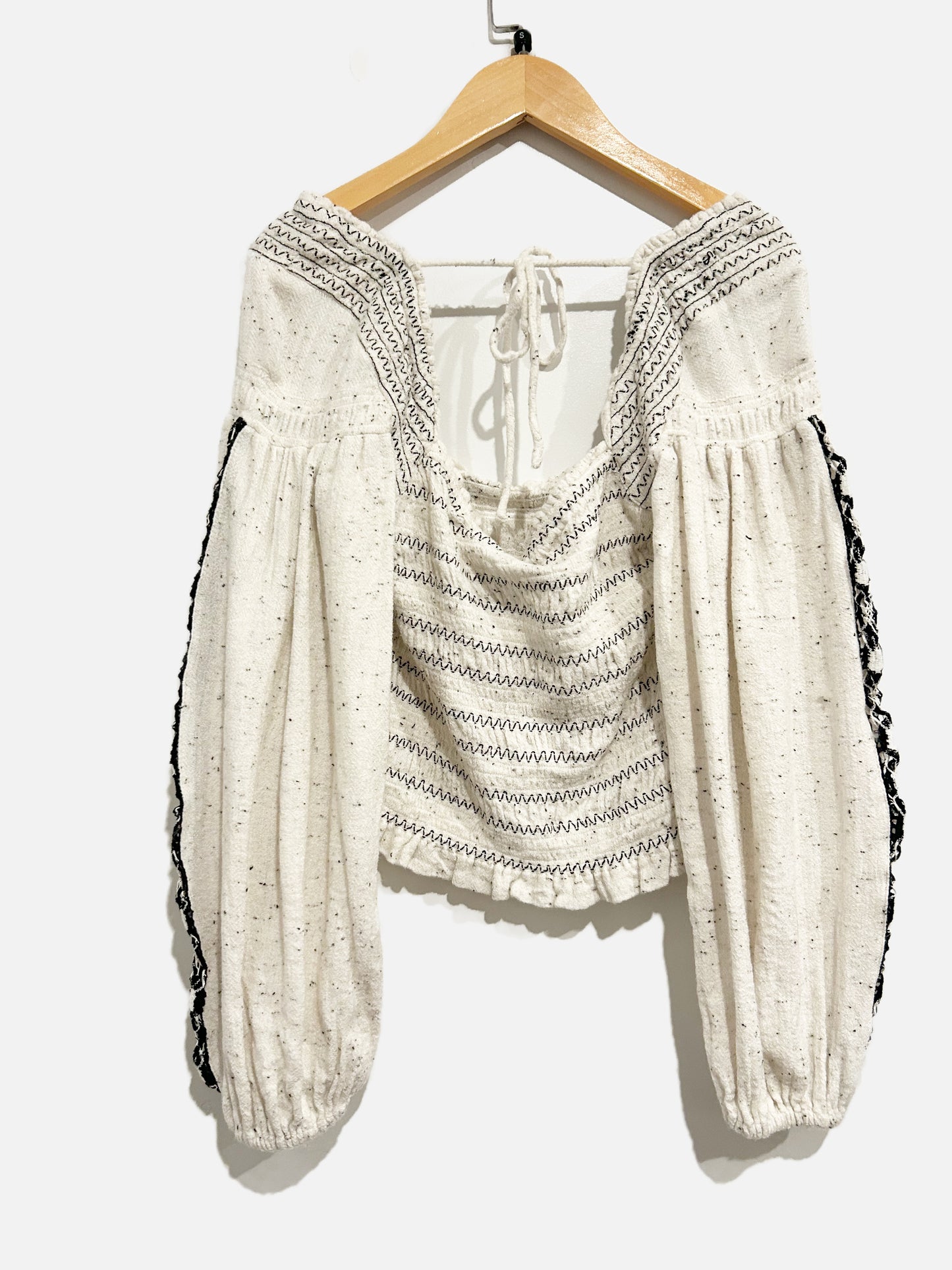 Free People Maggie White Smocked Blouse - Small