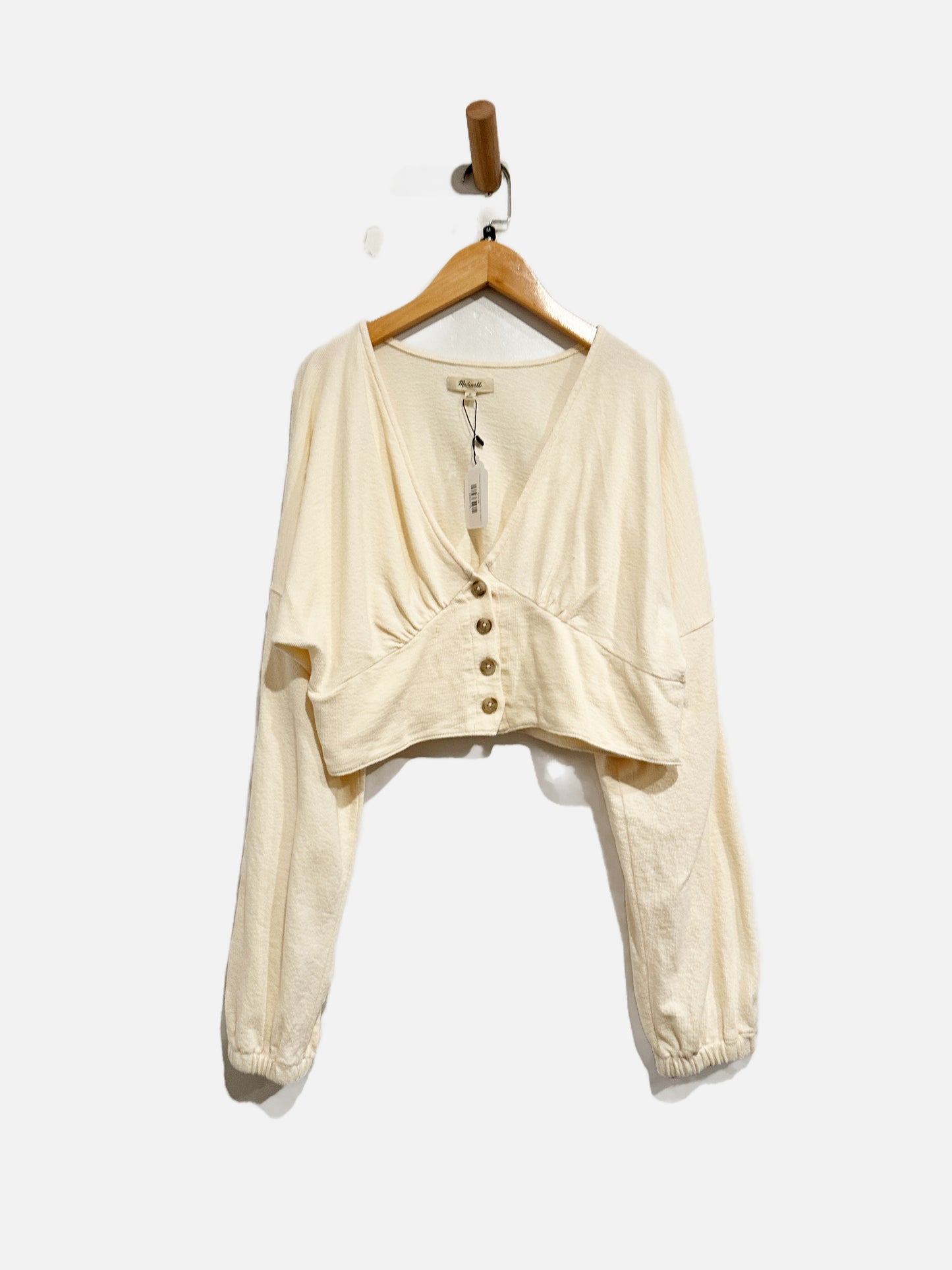 Madewell Cream Button Cropped LS Top - Medium