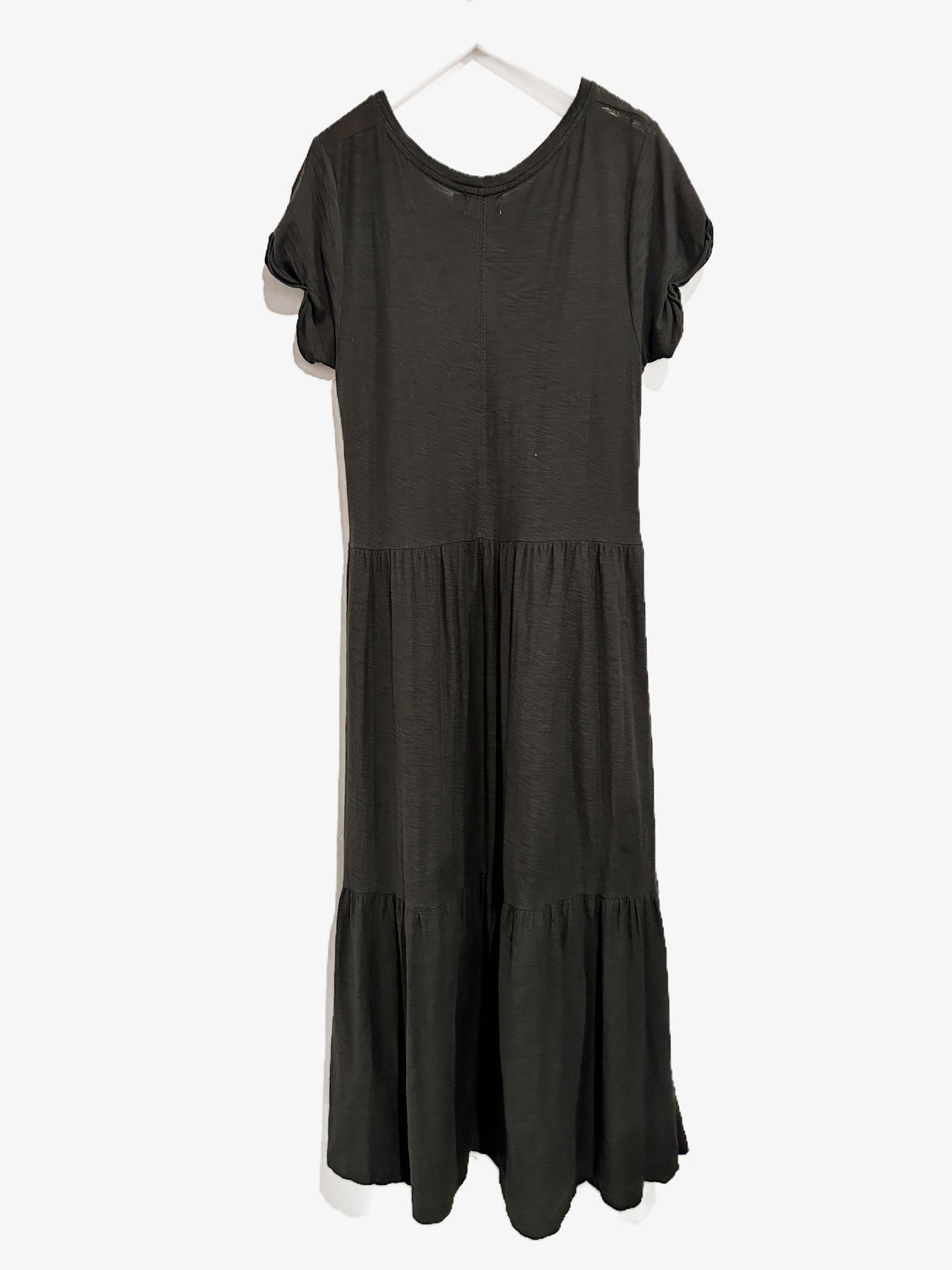 Nation Roman Tiered T-Shirt Dress in Washed Black - Small