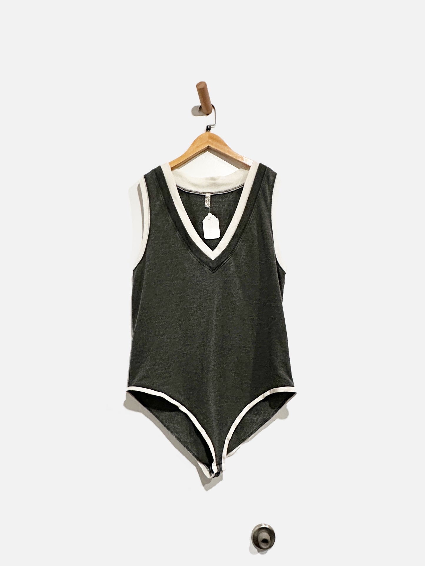 $$ Free People Cozy Cool Girl Grey Bodysuit - Large