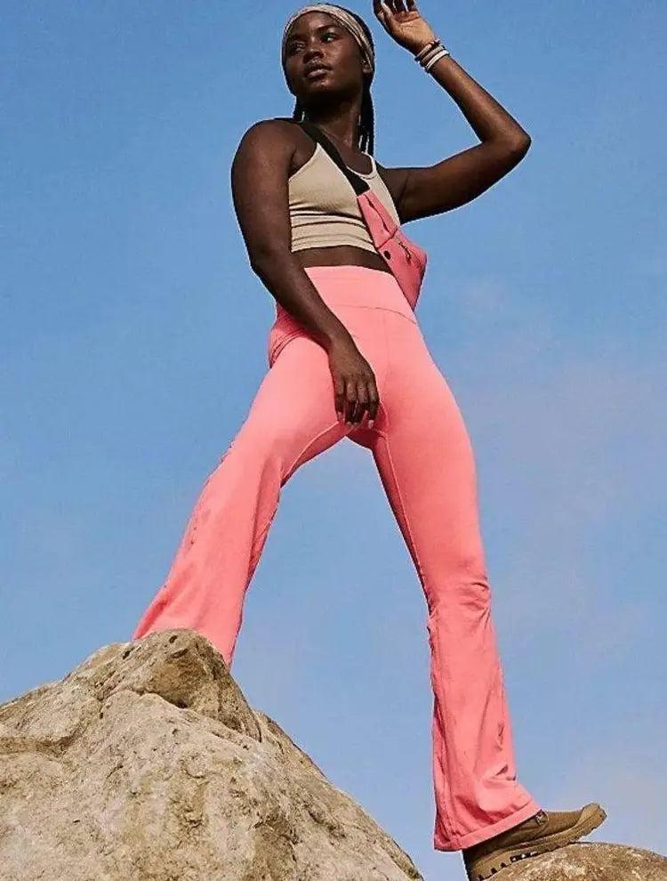 Free People Movement Good Karma Flare Pants in Coral Pink - XS/S