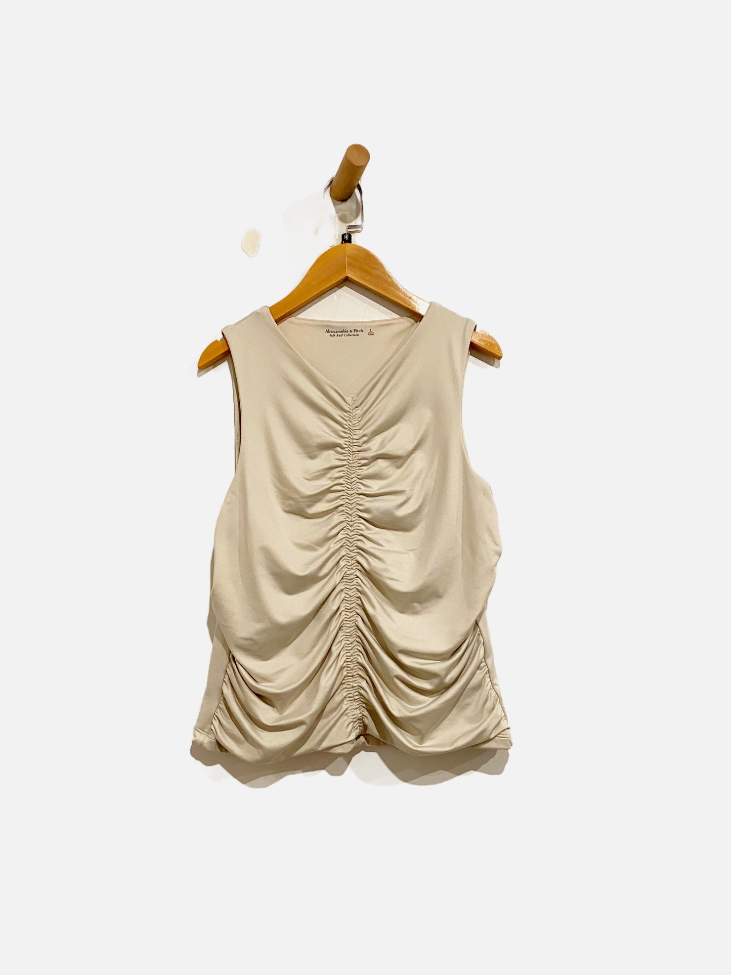 Abercrombie & Fitch Beige Ruched Tank - Large