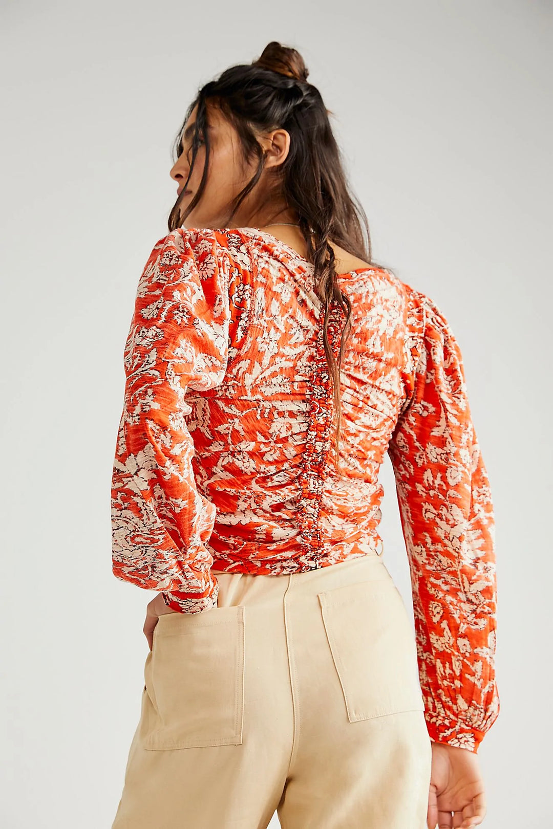 Free People Say the Word Ruched Floral V-Neck - XS
