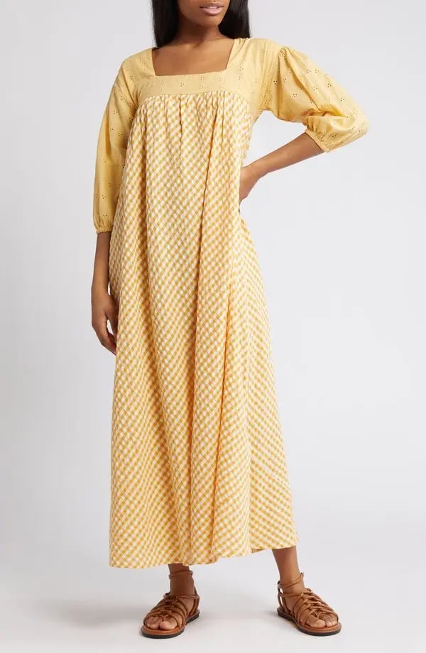 Asos Yellow Gingham Maxi Dress - 6