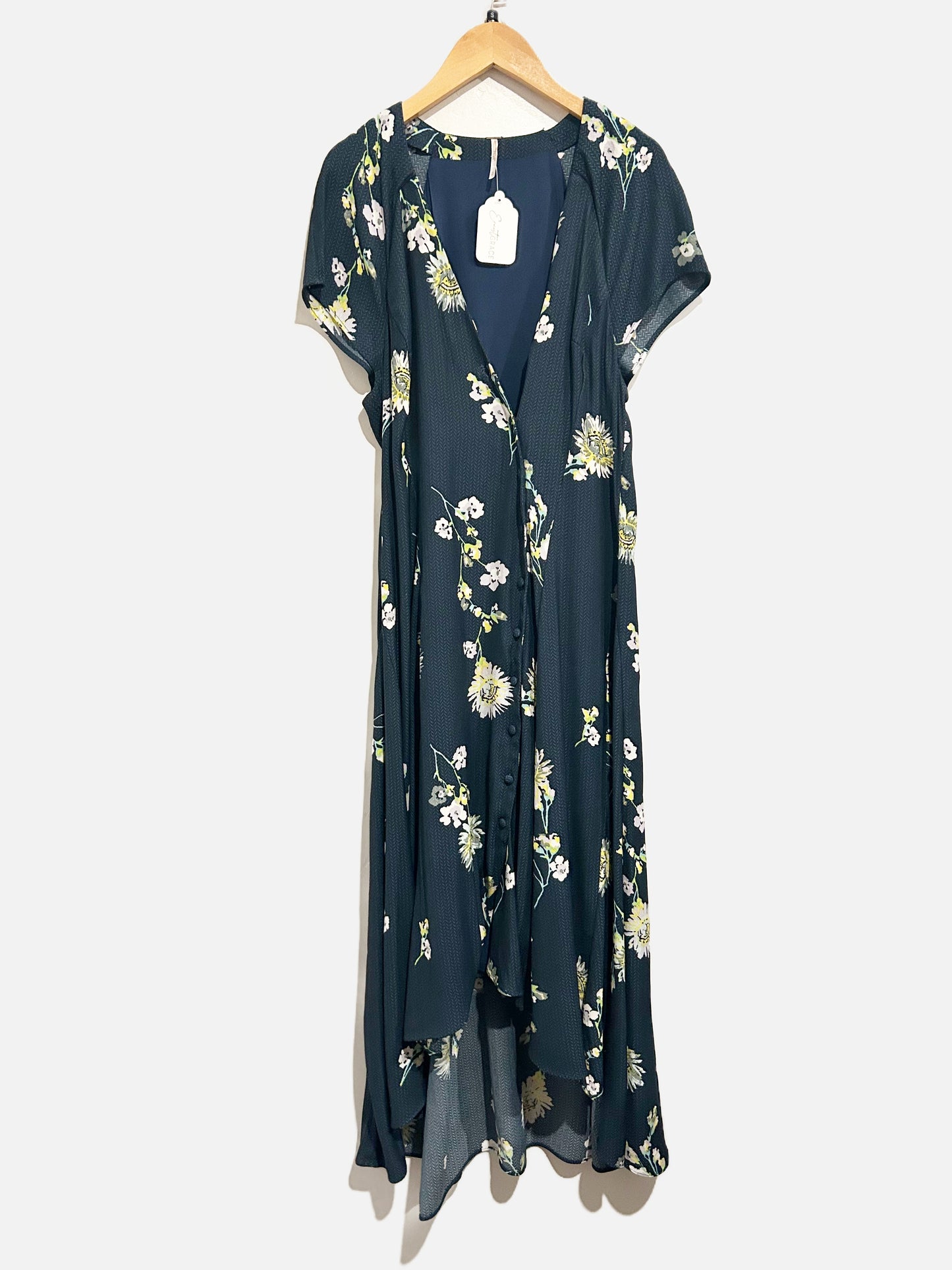 Free People Lost in You Blue Floral Button Maxi Dress - Small