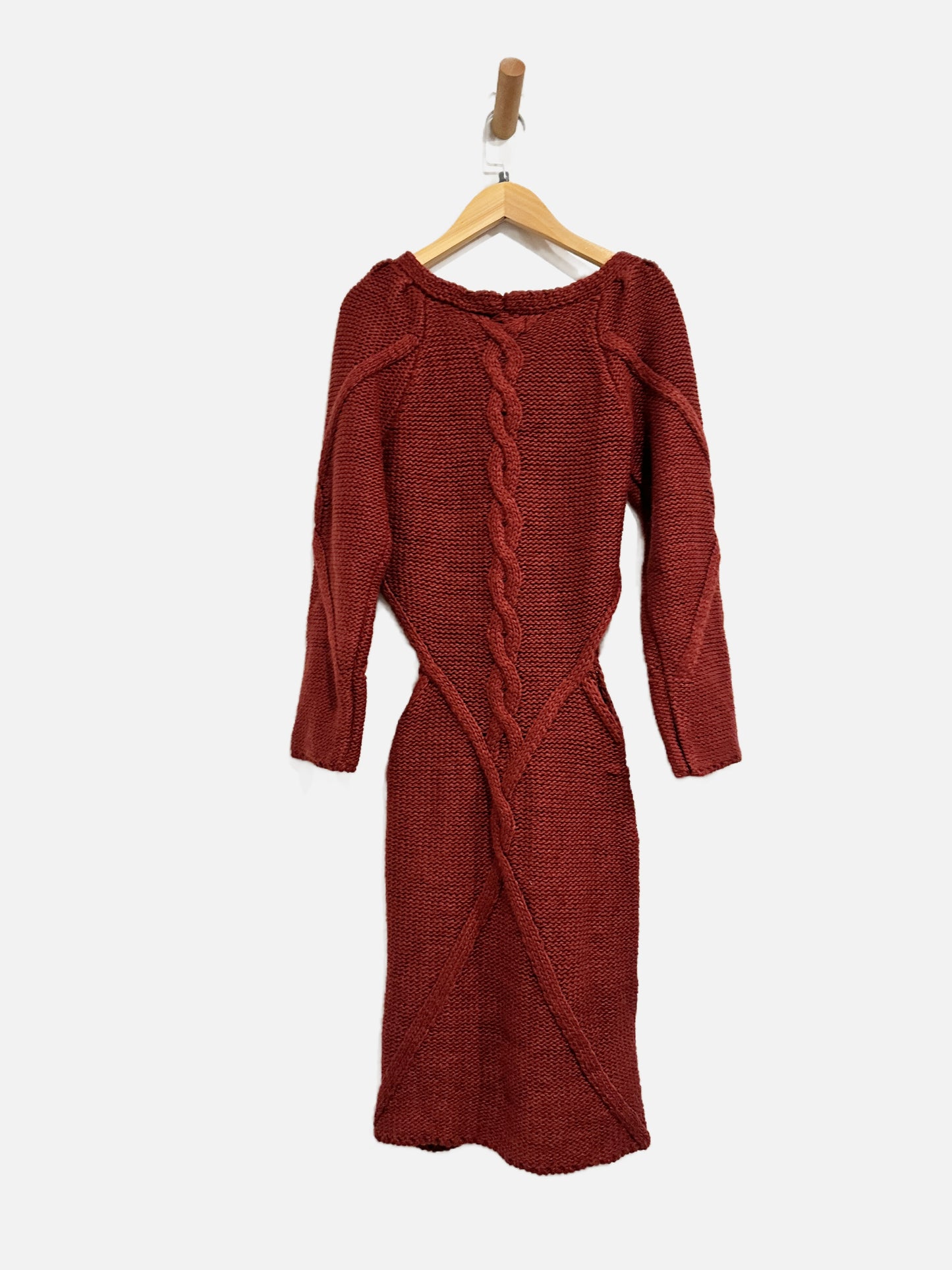 For Love & Lemons Maroon Cable Knit Cut Out Dress - Large