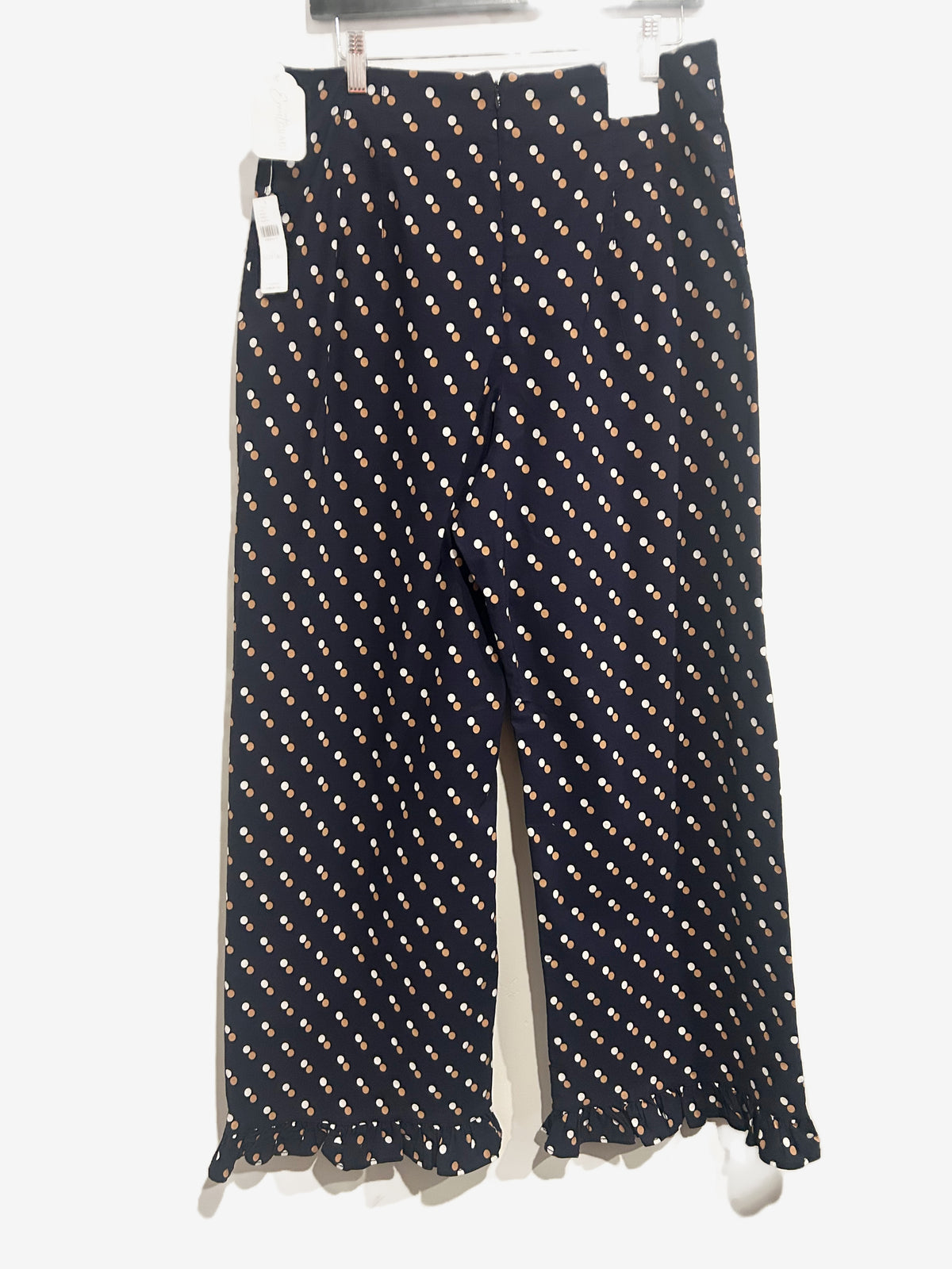 NWT Anthropologie Maeve Colette Cropped High Rise Wide Leg Trousers in Blue Dot - 32T