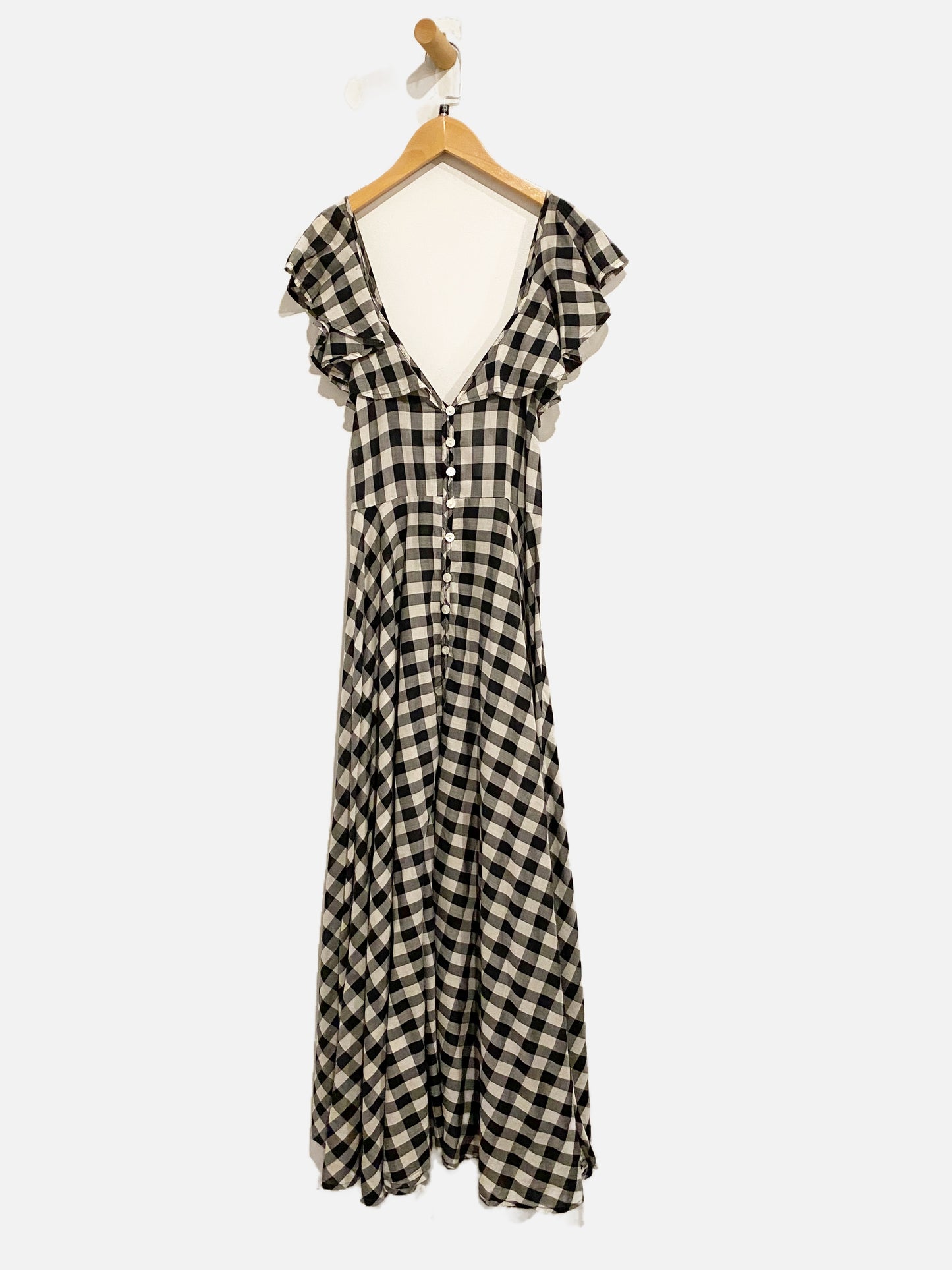 J.Crew Black and White Plaid Ruffle Midi Dress - XXS