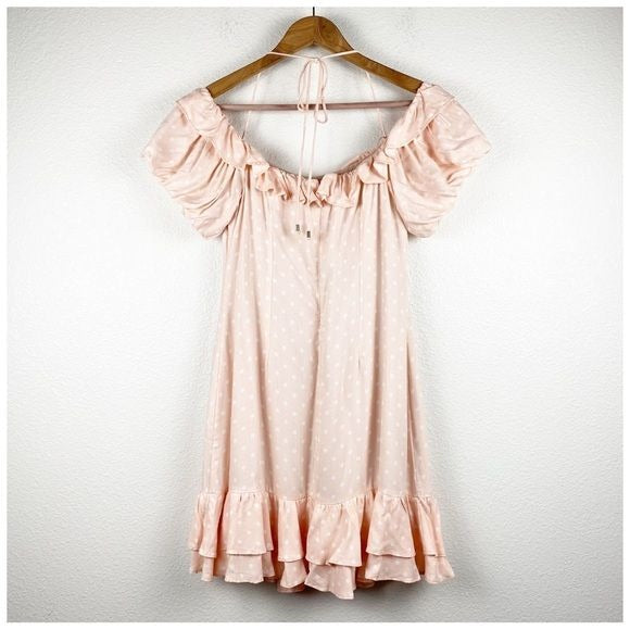 Wayf Pink Polka Dot Dress Size Medium