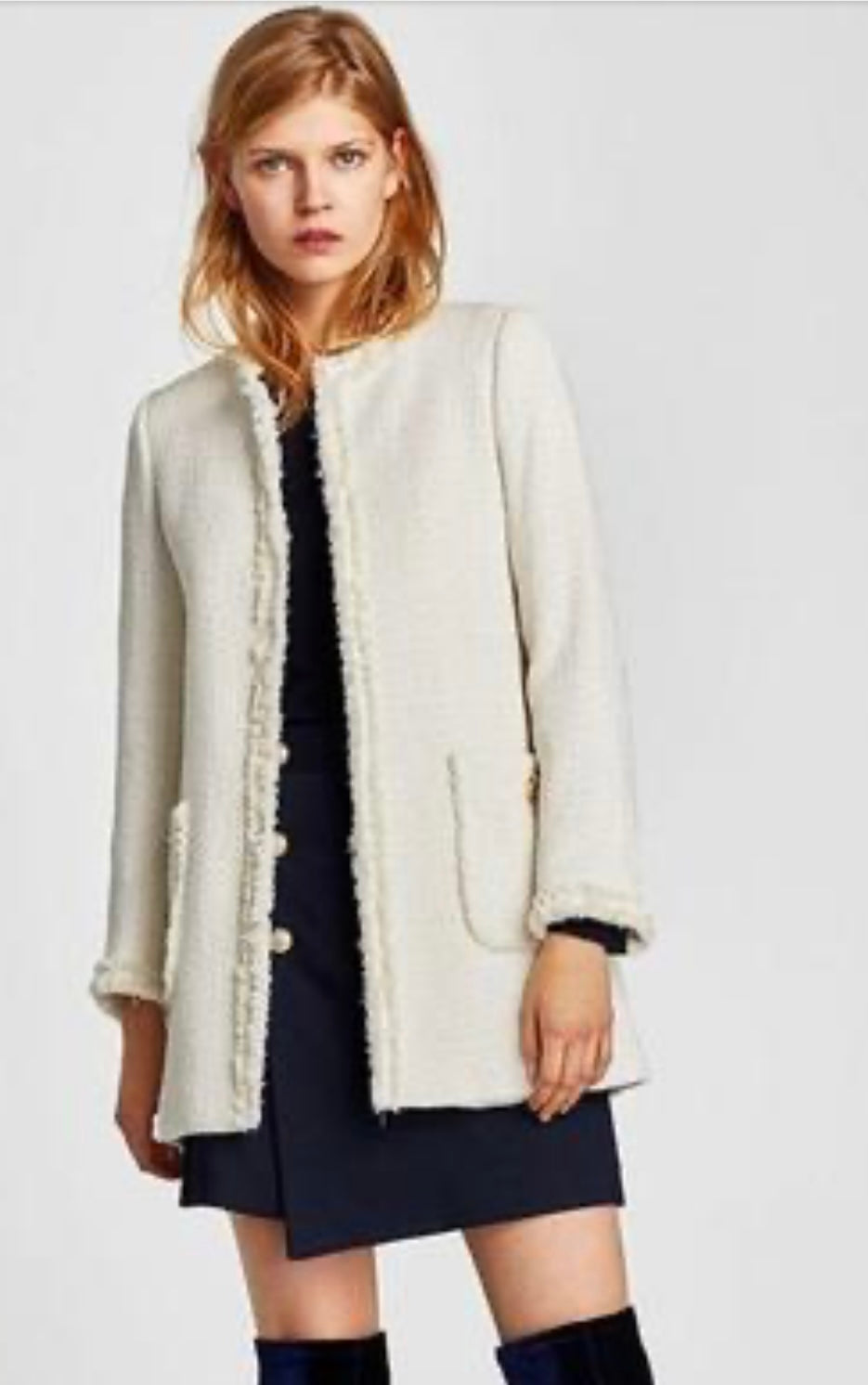 Zara Cream Boucle Blazer - Medium
