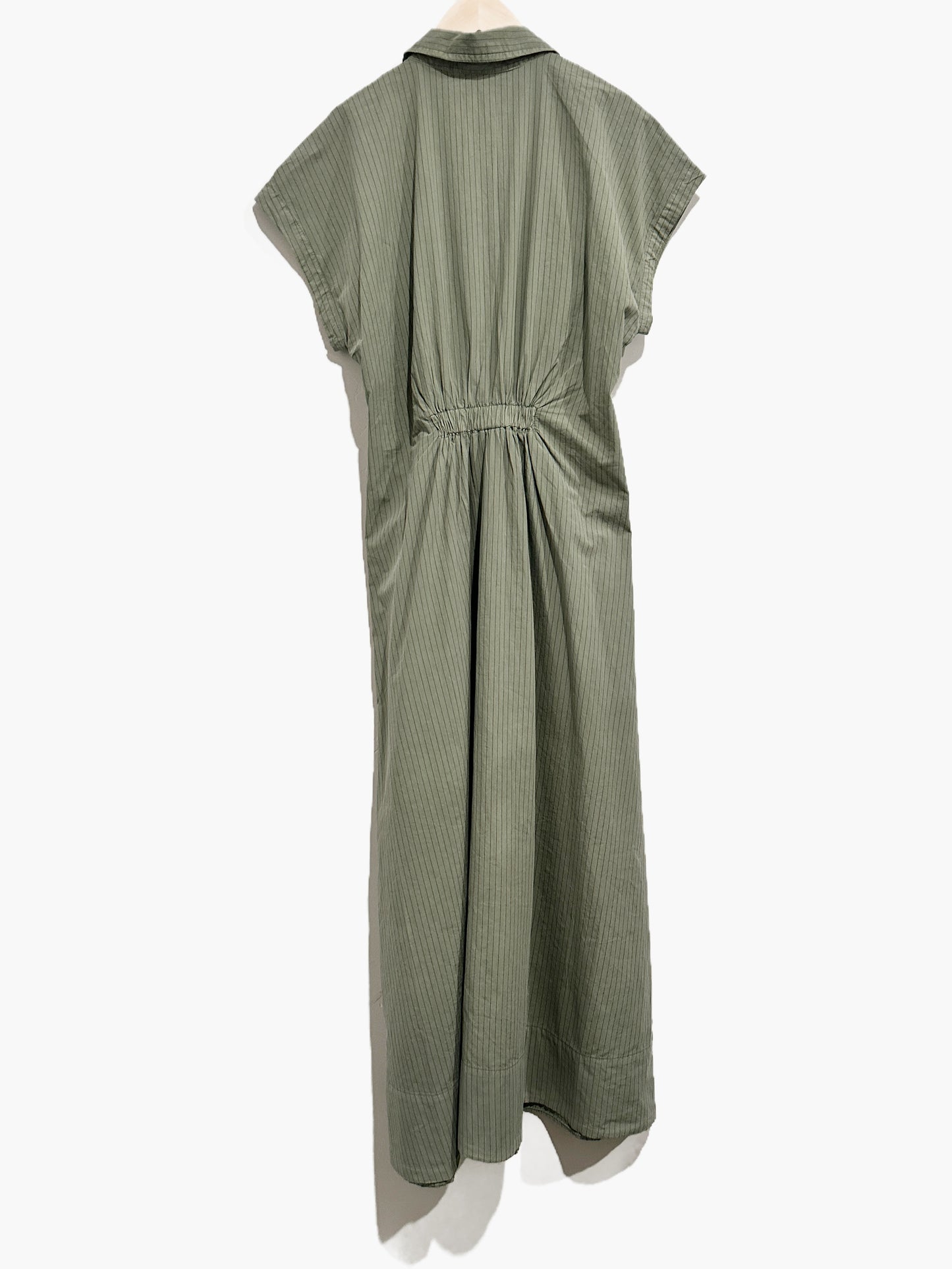 Marine Layer NWT Arden Midi Shirt Dress in Olive/Navy Stripe - Medium