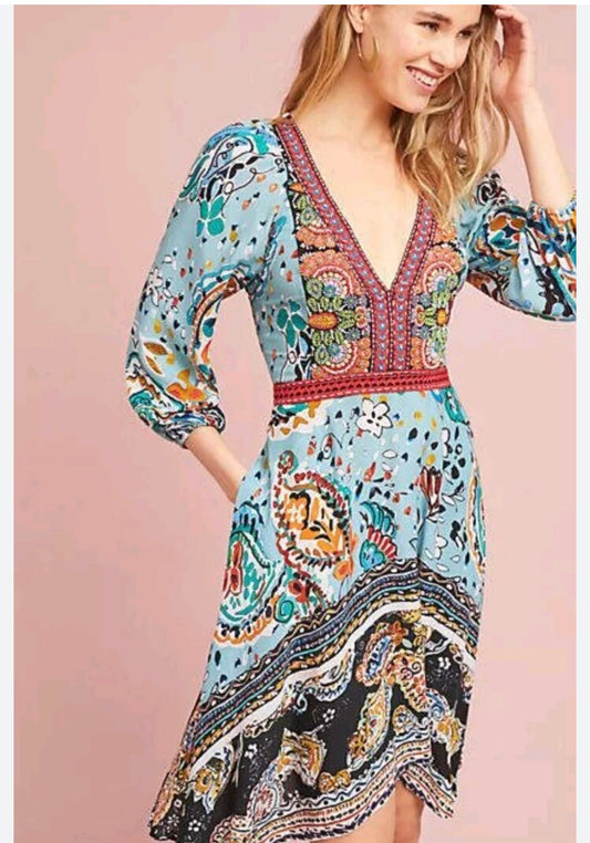 Anthropologie Akemi + Kin Blue Beaded Mini Dress - 0