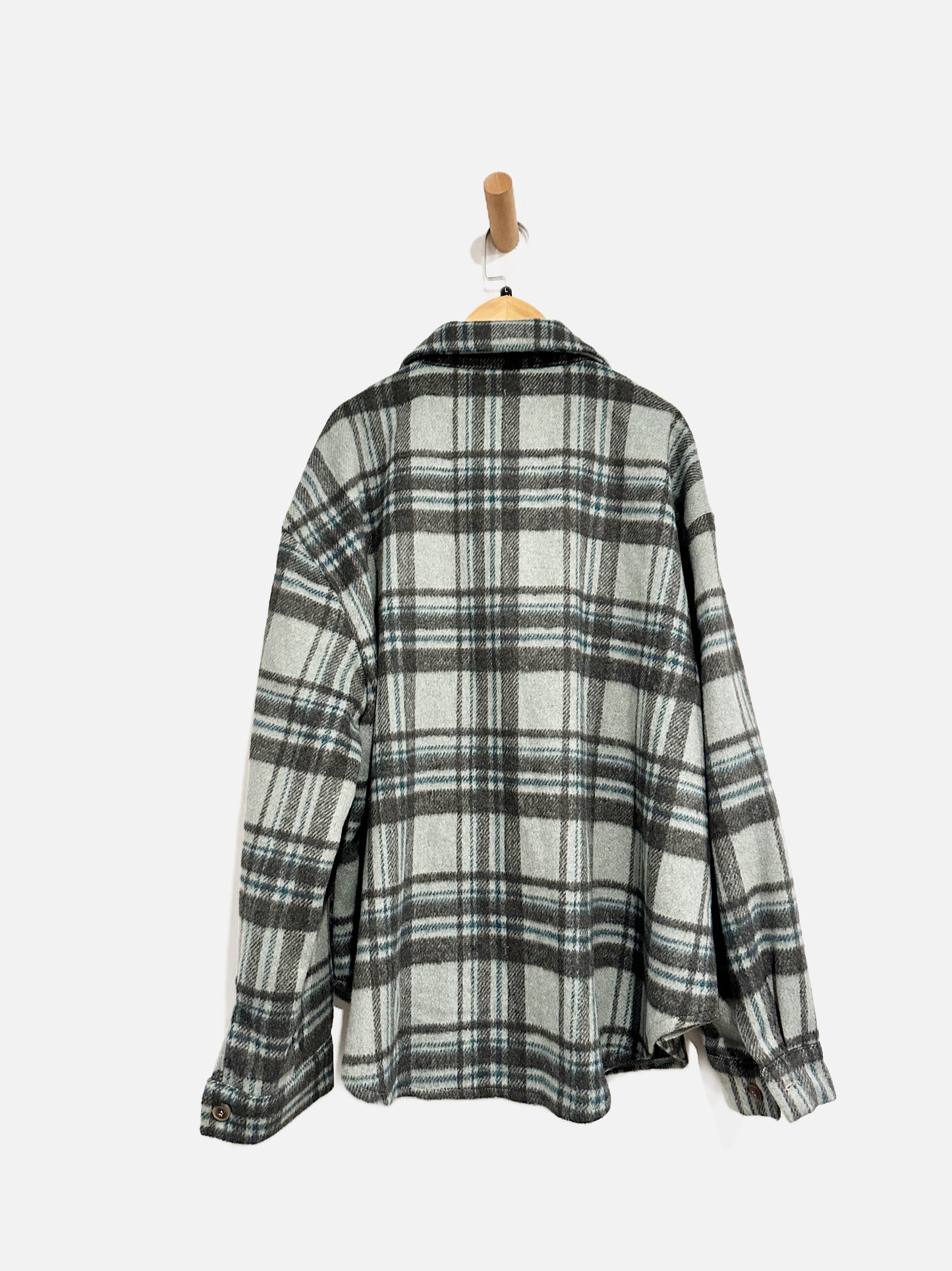Love Tree Blue Plaid Fleece Shacket - Large