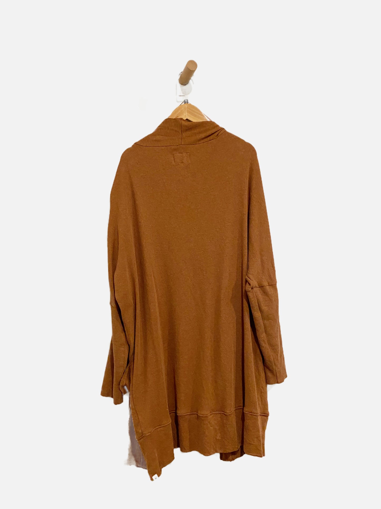 Pact 100% Tumeric Brown Organic Cotton Long Open Airplane Cardigan - S/M