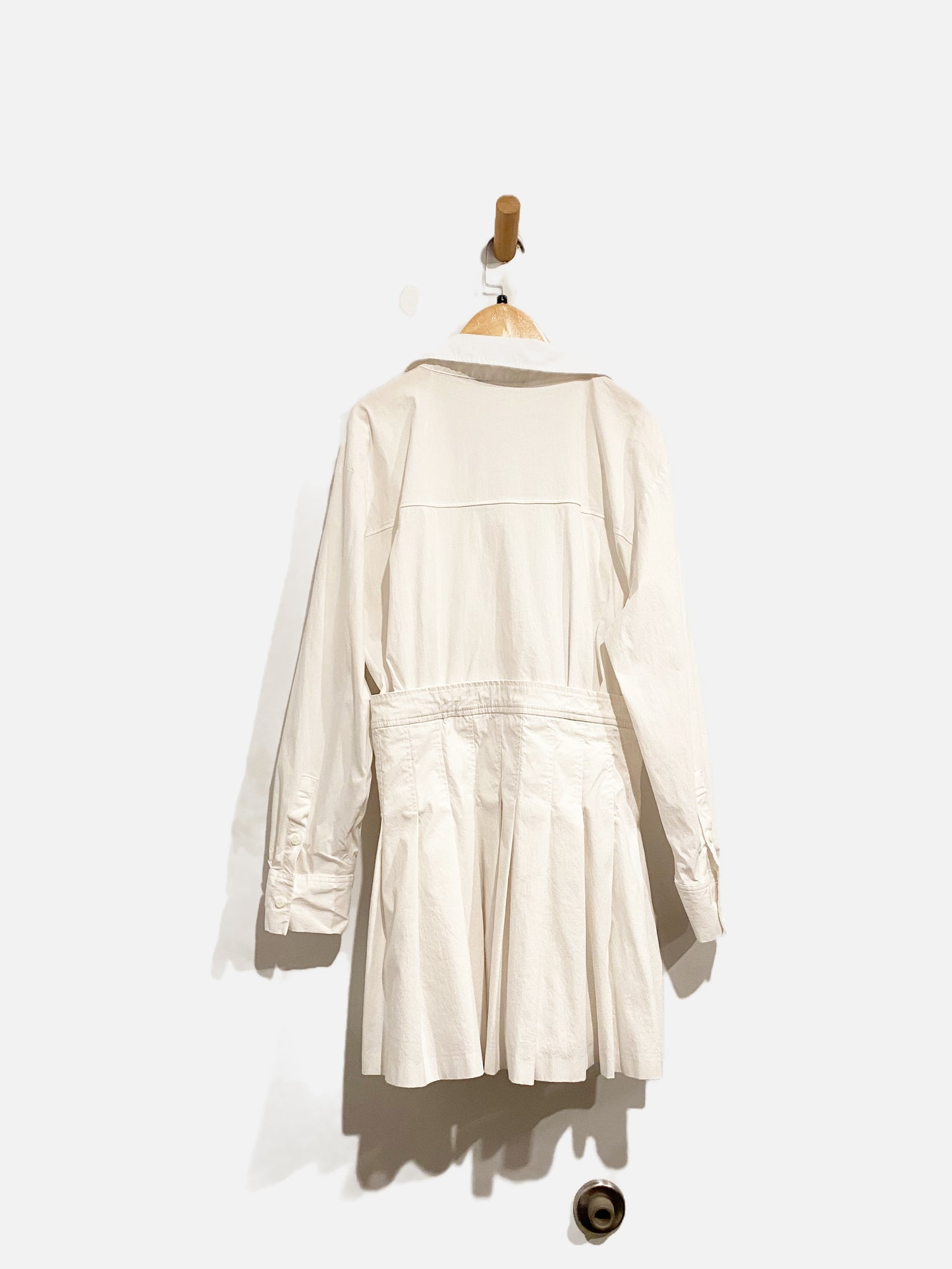 Zara White Pleated Mini Dress - Large
