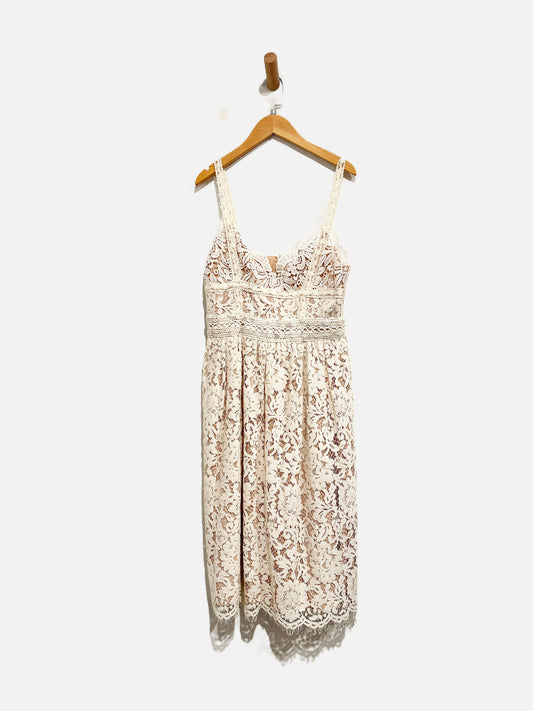 Anthropologie HD Paris Cream Lace Midi Dress - 4