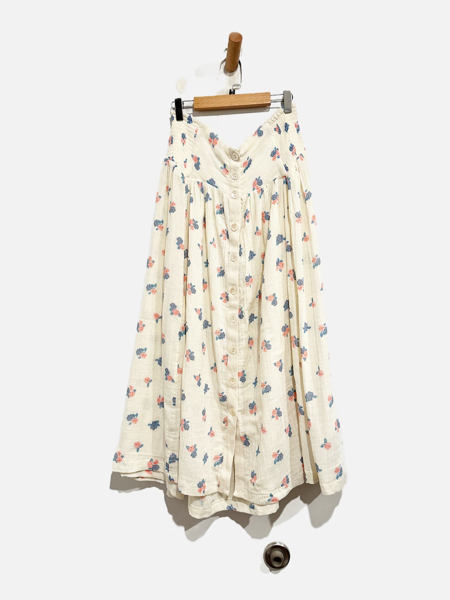 Free People White Floral Midi Skirt - XS