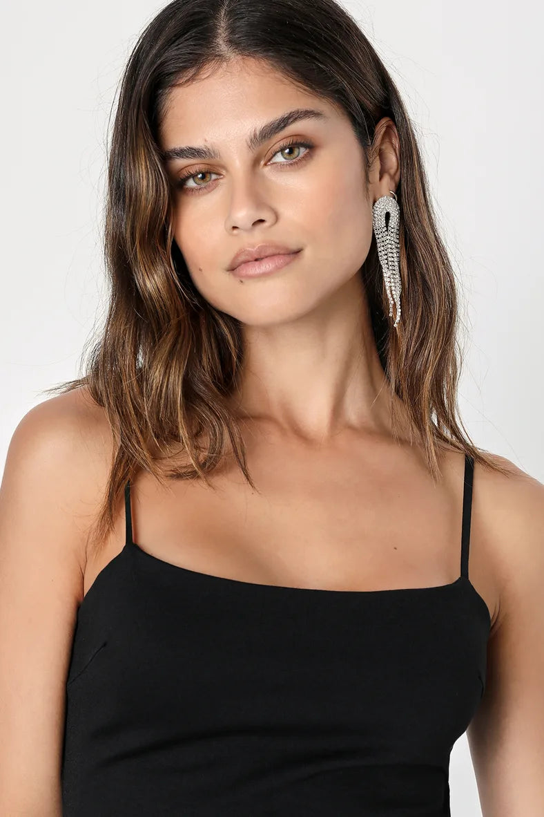 Lulus Flaunt It Black Sleeveless Bodycon Mini Dress- Medium