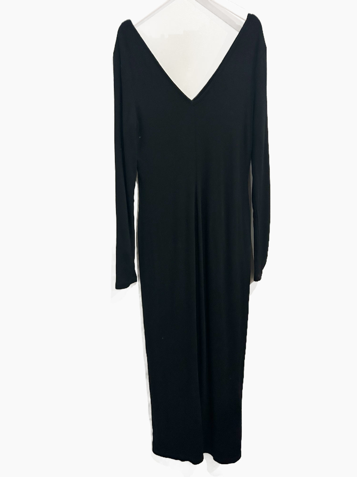 Marine Layer Lexi Rib V-Neck Maxi Dress in Black - Medium