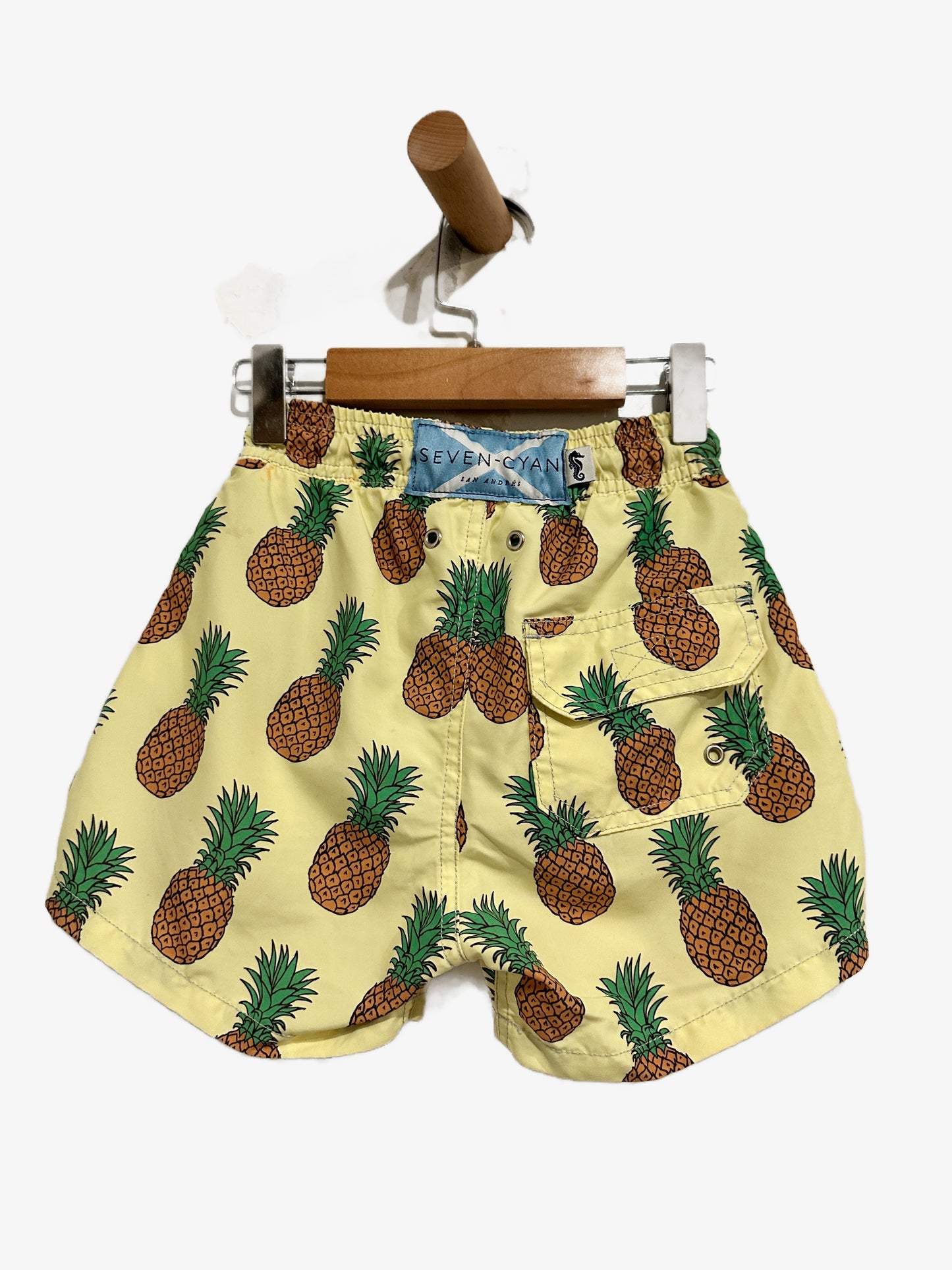 Seven-Cyan Kids Pineapple Print Swim Trunks - XS