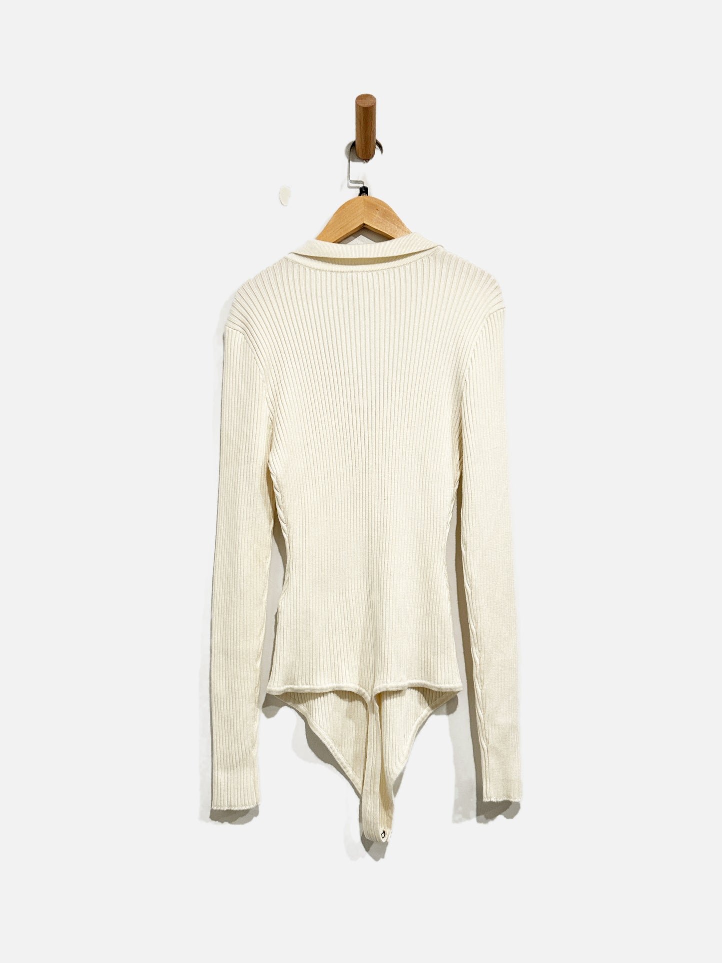 Abercrombie & Fitch Cream Hook and Eye Sweater Bodysuit - Large