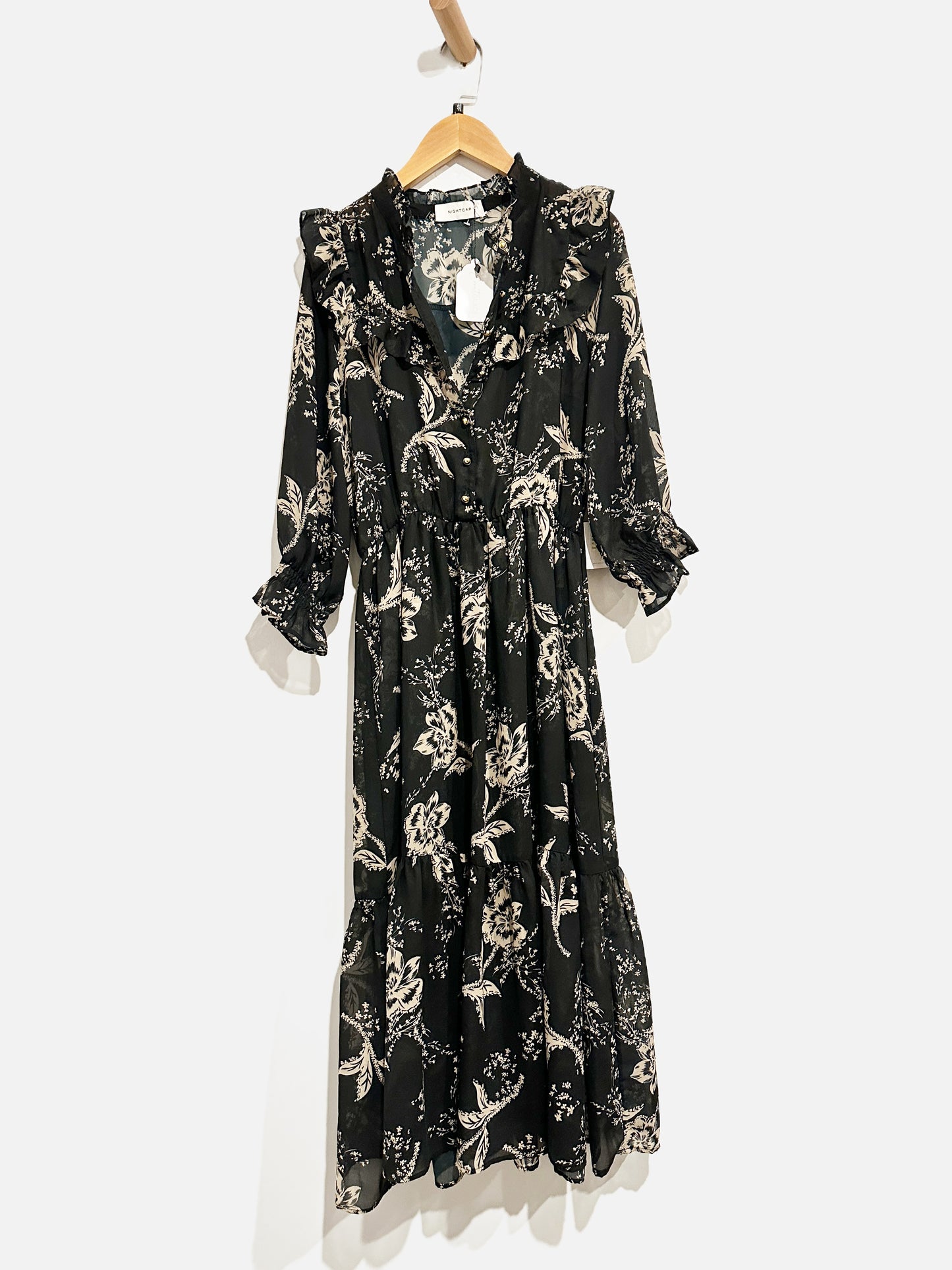 Nightcap Black Floral Midi Dress - Small