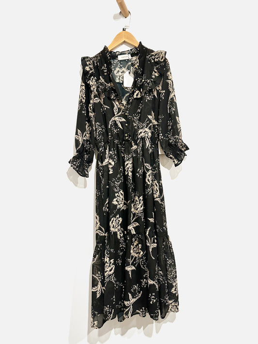 Nightcap Black Floral Midi Dress - Small