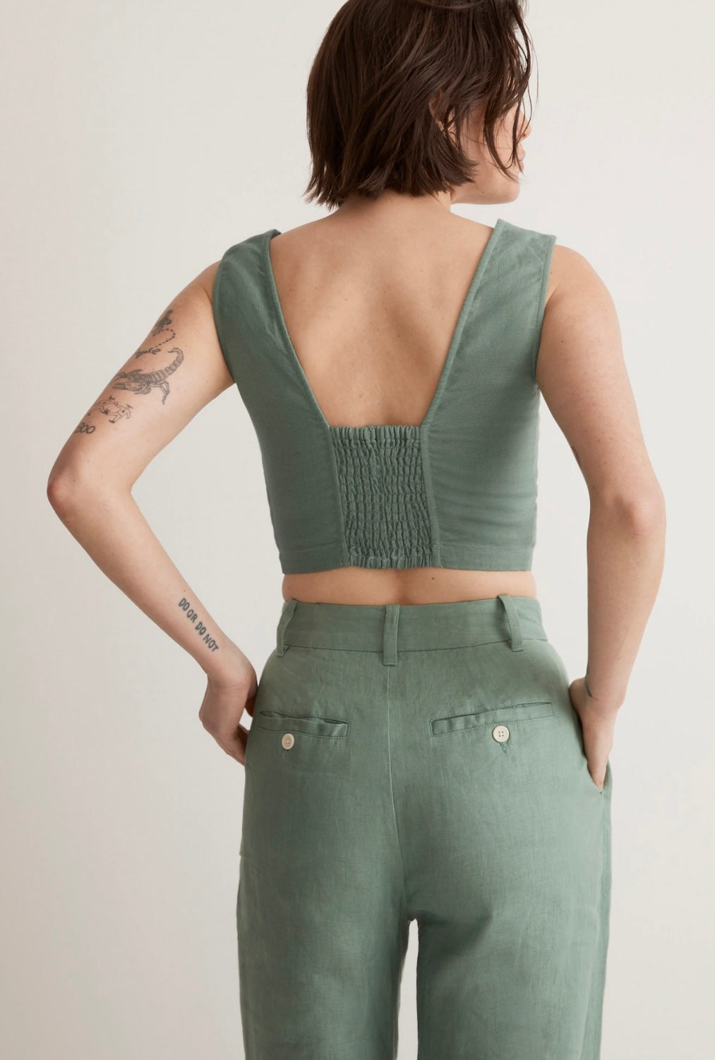 Madewell Green Linen Crop Tank - 6