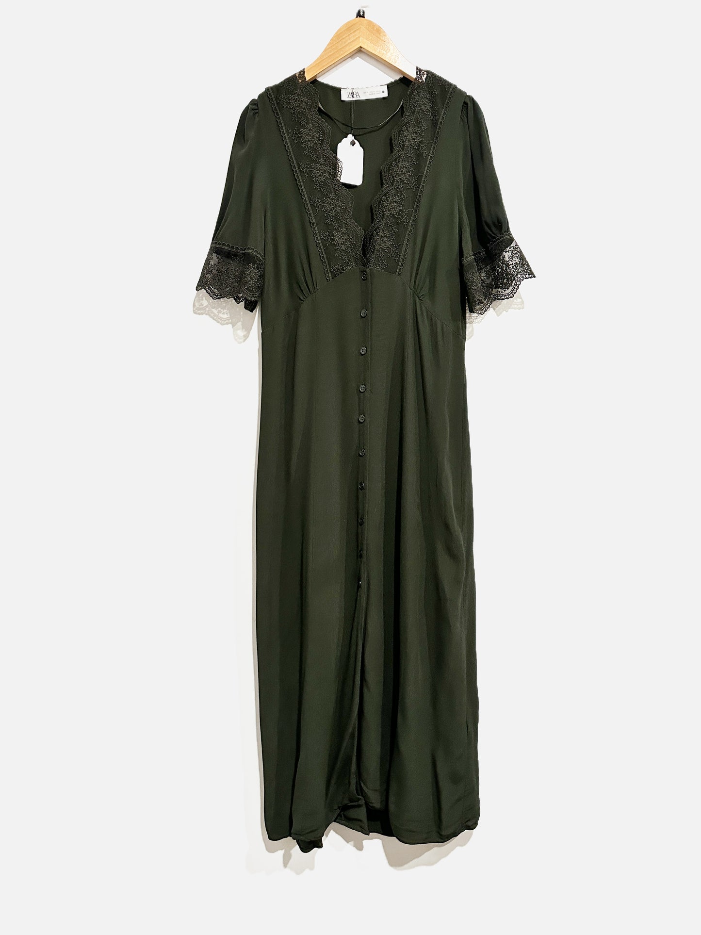 Zara Green Lace Maxi Dress - Small