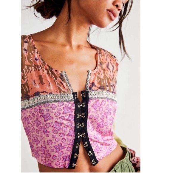 Free People Walk that Walk Blouse in Femme Combo Size XS