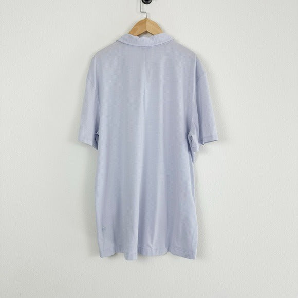Lululemon Evolution Polo in Blue Stripe Size Large