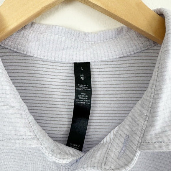 Lululemon Evolution Polo in Blue Stripe Size Large