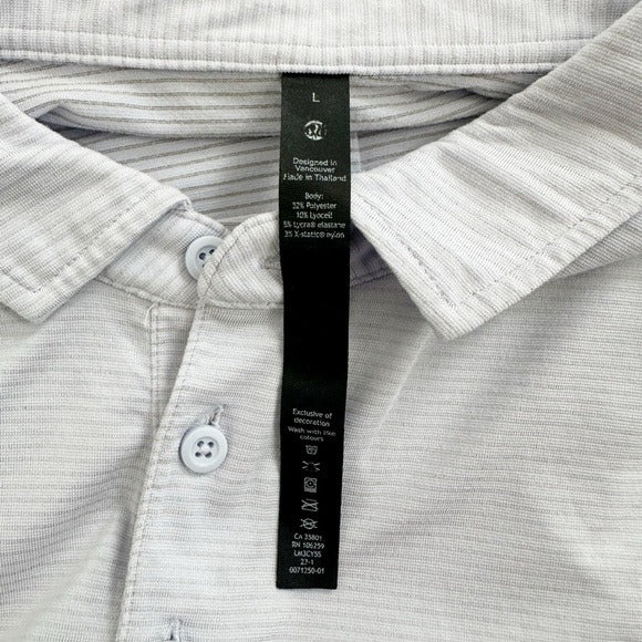 Lululemon Evolution Polo in Blue Stripe Size Large