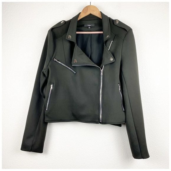Lulus Living On the Edge Black Moto Jacket Size XL