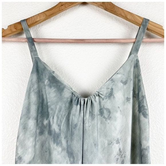 Vince Watercolor Marble Silk-Satin Cami Midi Dress Size Small