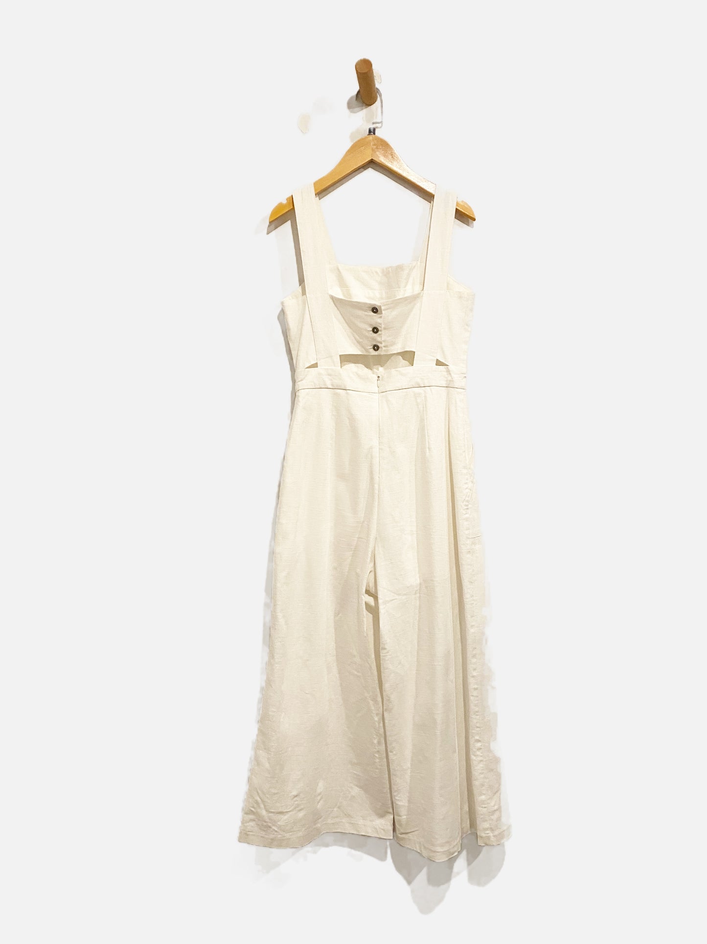 ASTR The Label White Linen Jumpsuit - Size Small
