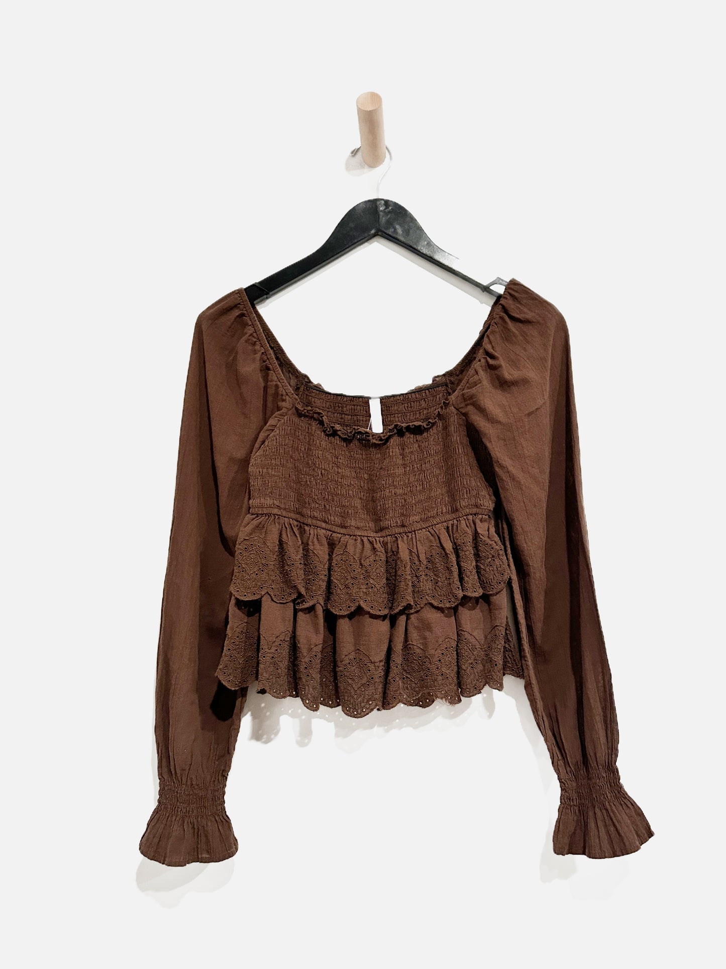 American Eagle Brown Smocked Blouse - XS