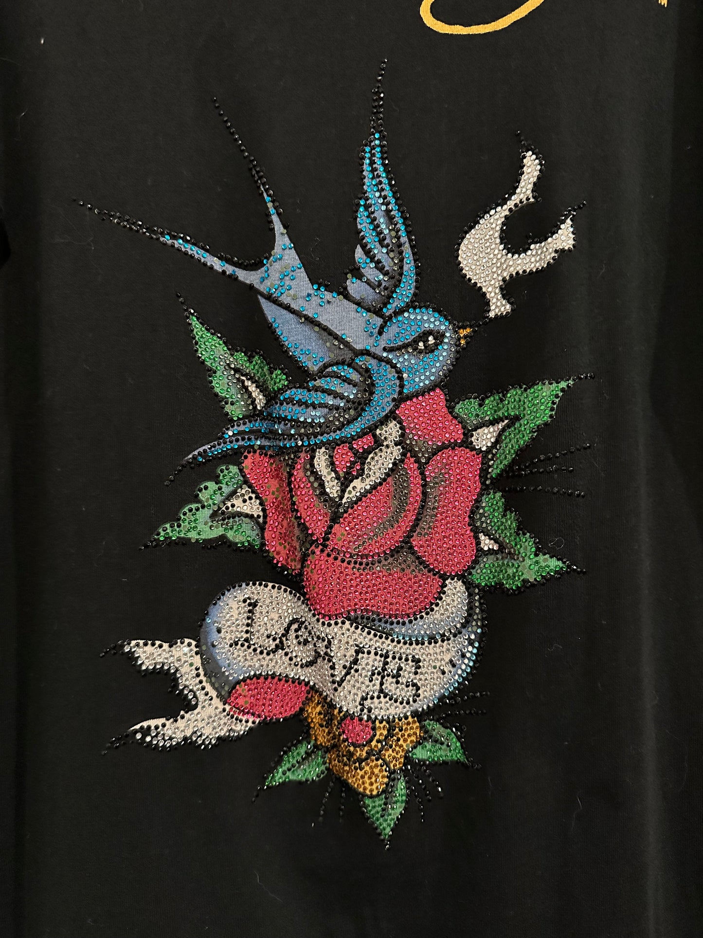 Ed Hardy Rhinestone Bird LS Tee - Small