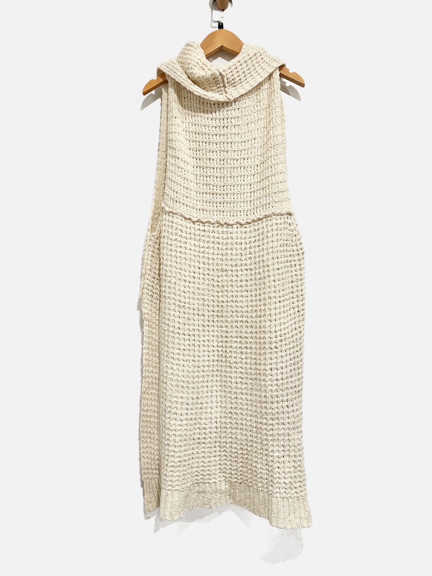 Free People Skyscraper Cream Cableknit Turtleneck Vest - Small
