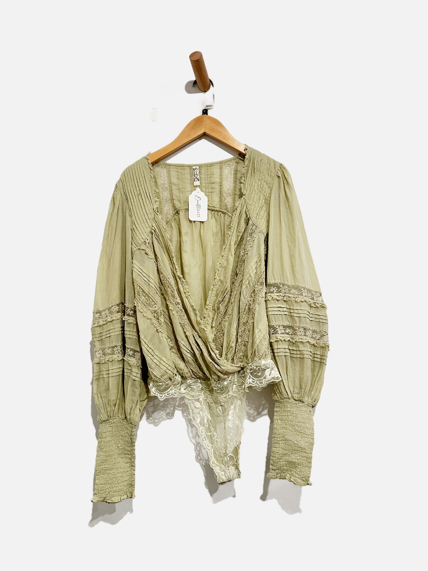 Free People Eloise Green Ruffle Body Suit-Small