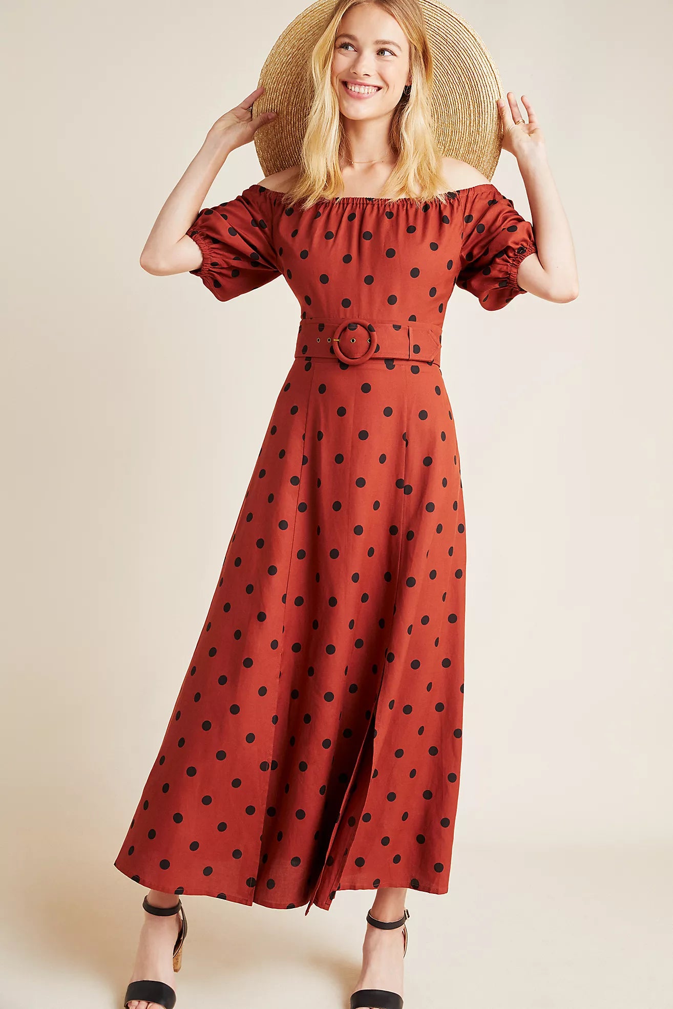 Anthropologie Maeve Lucienne Polka Dot Belted Dress - 6