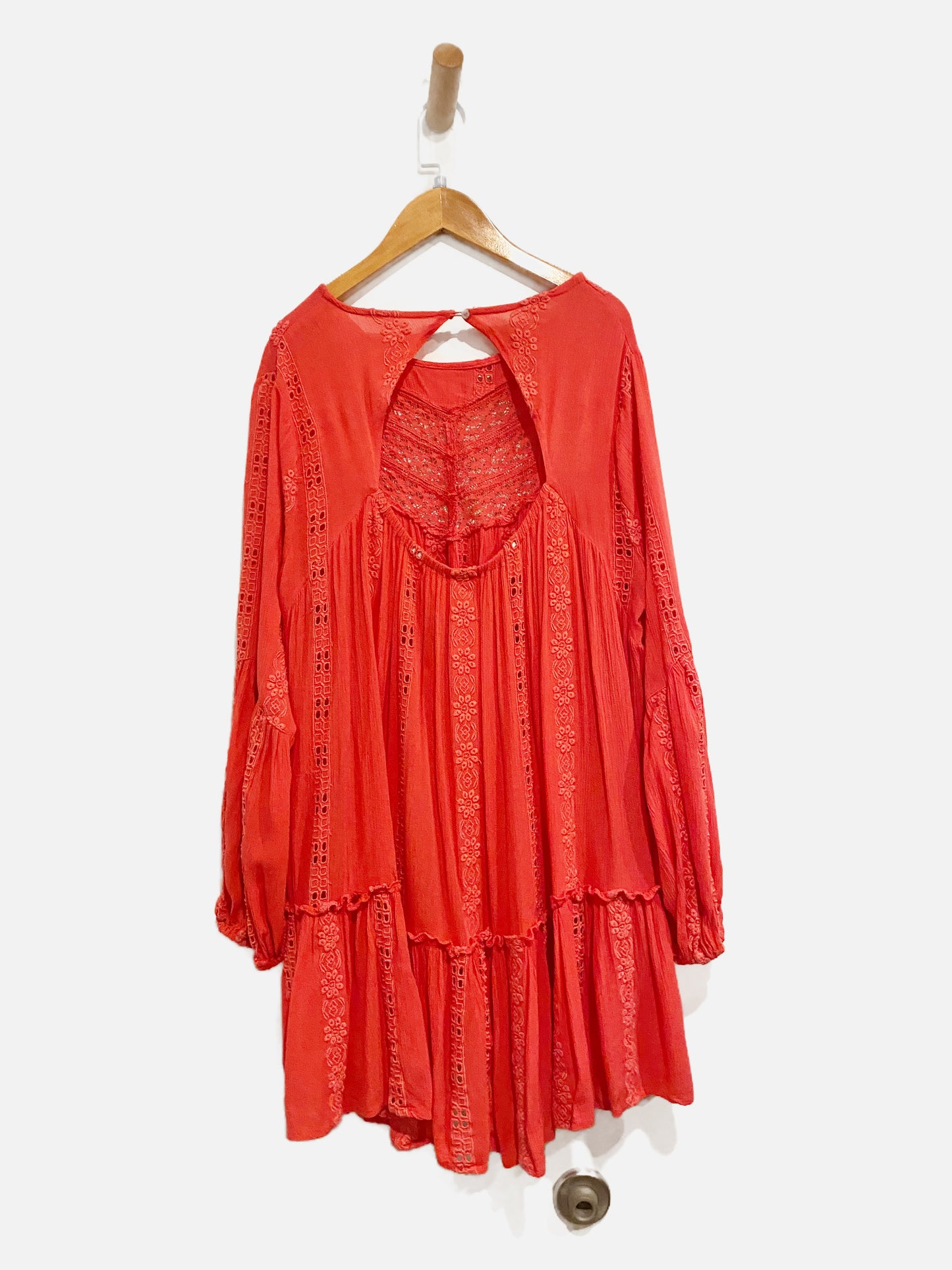 Free People Kiss Kiss Pink Eyelet Tunic - Medium